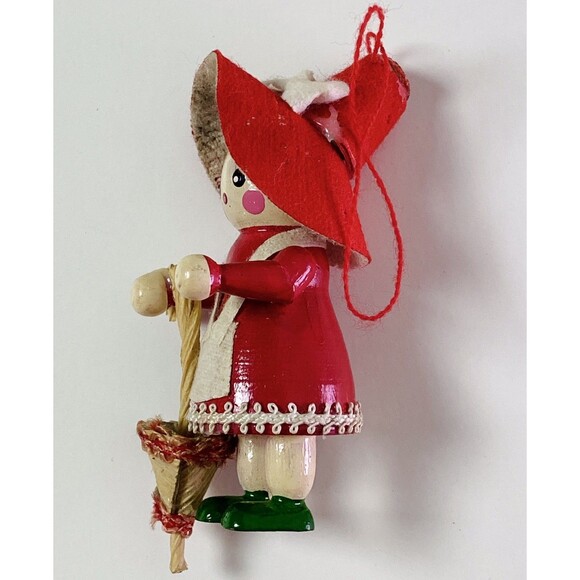 4 - Vintage Wooden Christmas Ornaments Santa Dog House Prairie Girl Mouse - Felt - Picture 6 of 16